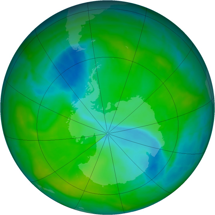 Antarctic ozone map for 12 December 2014